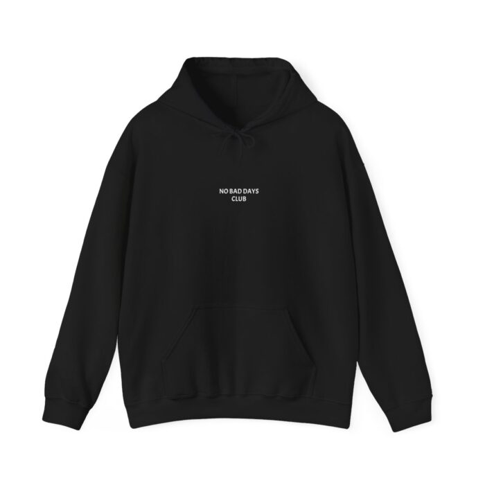 Black hoodie featuring the 'No Bad Days Club' logo in bold black letters on the front, displayed on a plain background